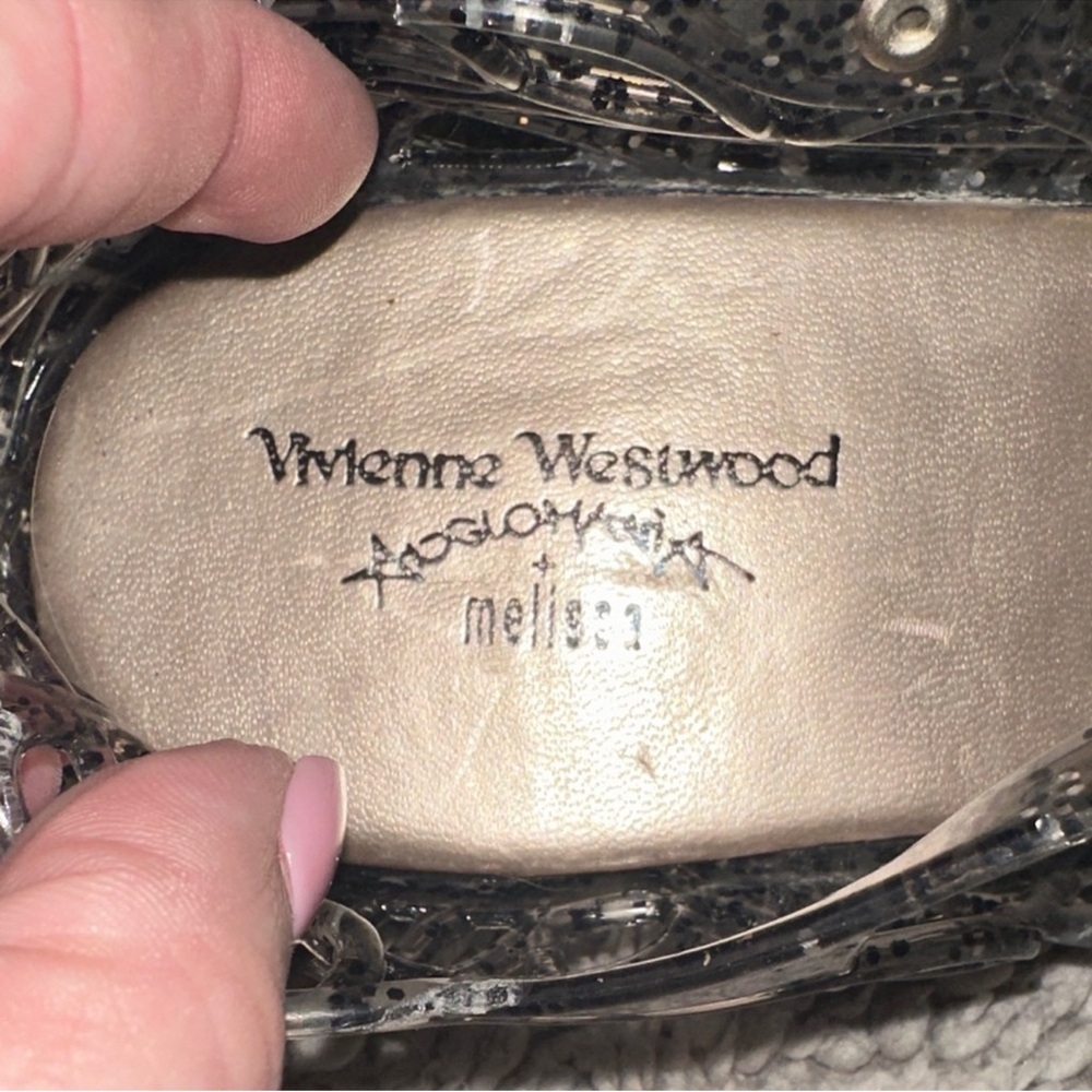 Vivienne Westwood Anglomania Melissa Silver Glitter Jelly Wedges - Picture 14 of 16